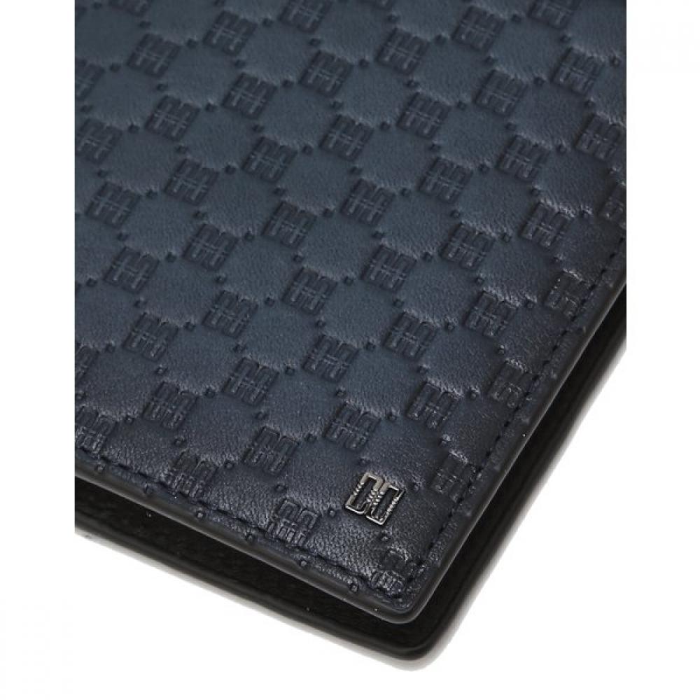 Daks Navy Logo Pattern Cowhide Wallet Dbwa4f290n2
