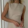 Personalisiertes Patchwork-Plisseekleid mit ärmellosem Saum für Abendparty und Urlaubsfreizeit