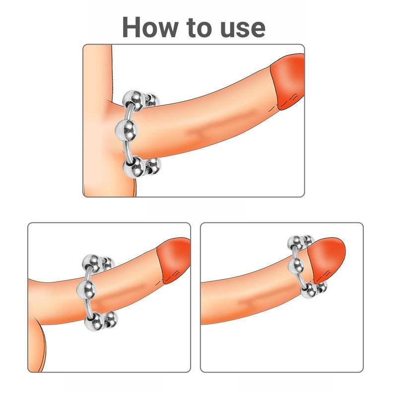 Men's Six Beads Lock Precision Sleeve Ring Stainless Steel Metal Penis Ring Sex Toys for Men Male Delay Ejaculation Cock Ring Glans Stimulator