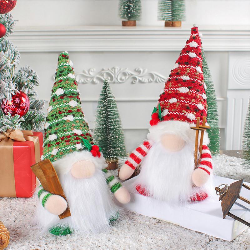 Sled Doll Christmas Ski Gnome Led Light Rudolph Decor Home Xmas New Gifts Year