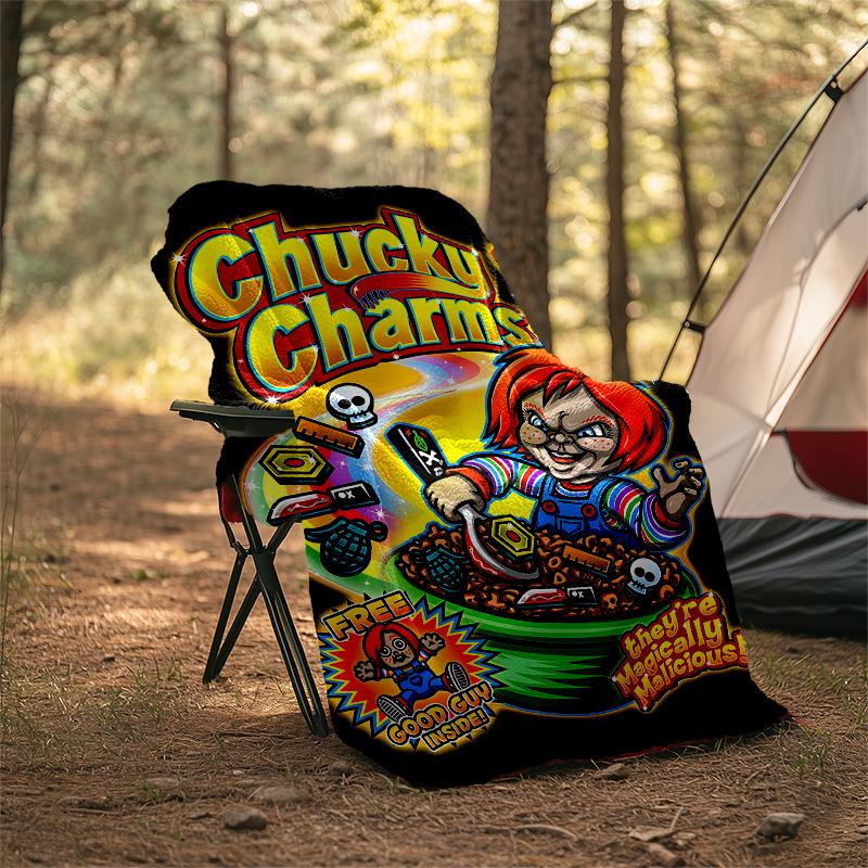 1pc Chucky3 Theme Blanket - Digital Print, Polyester, Cozy for All Seasons, Perfect for Outdoor, Camping, and Travel