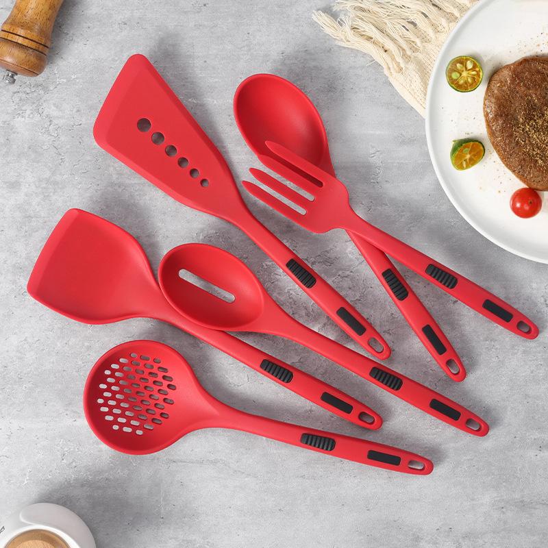 Set 6 Utensili da Cucina in Silicone Antiaderente Spatola Crema Burro Coltello Raschietto Pennello Olio Frusta Clip per Alimenti Utensili da Cucina