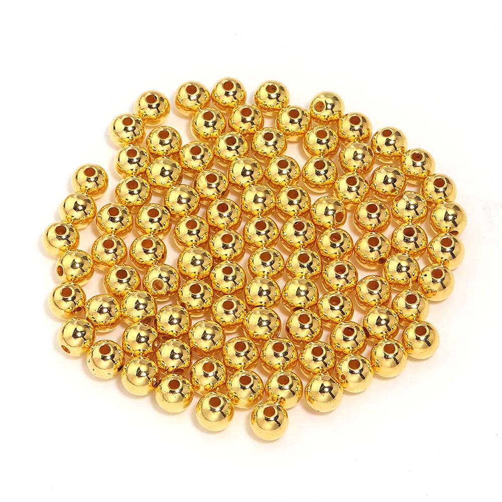 10-1000pcs ABS Imitation Pearl Beads 3-20mm Gold Round Loose Spacer Beads For DIY Jewelry Making Bracelet Necklace Acessories