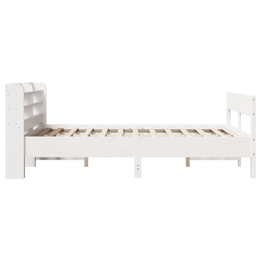 Vidaxl Bed Frame Without Mattress, White, 140X200 Cm, Solid Pine Wood
