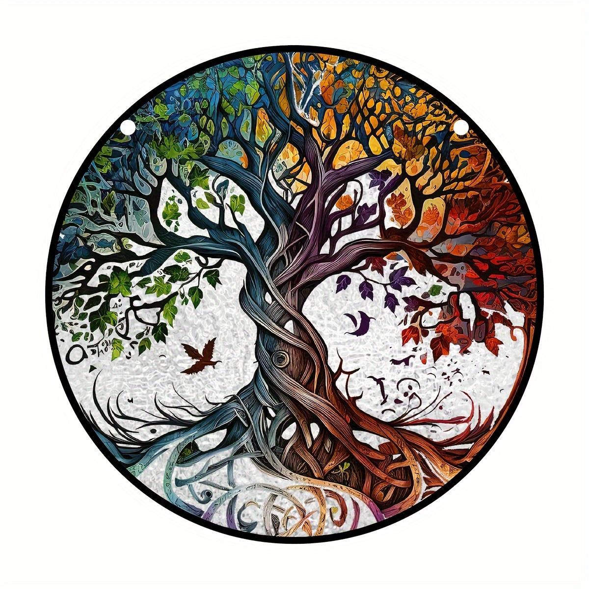 

Стеклянный узор «Дерево жизни», декор, витраж, ловец солнца для подвесной панели, подарок на день рождения для мамы