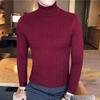Men's High Neck Sweater Solid Color Pullover Knitted Warm Casual Turtleneck   Men Clothes