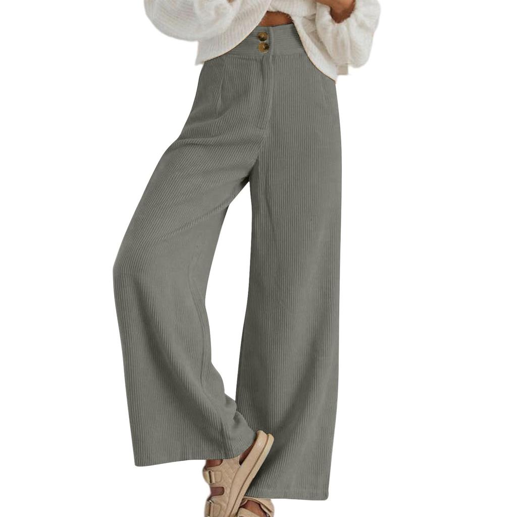 Pantaloni in velluto a coste da donna Pantaloni casual dritti larghi in velluto a coste tinta unita da donna