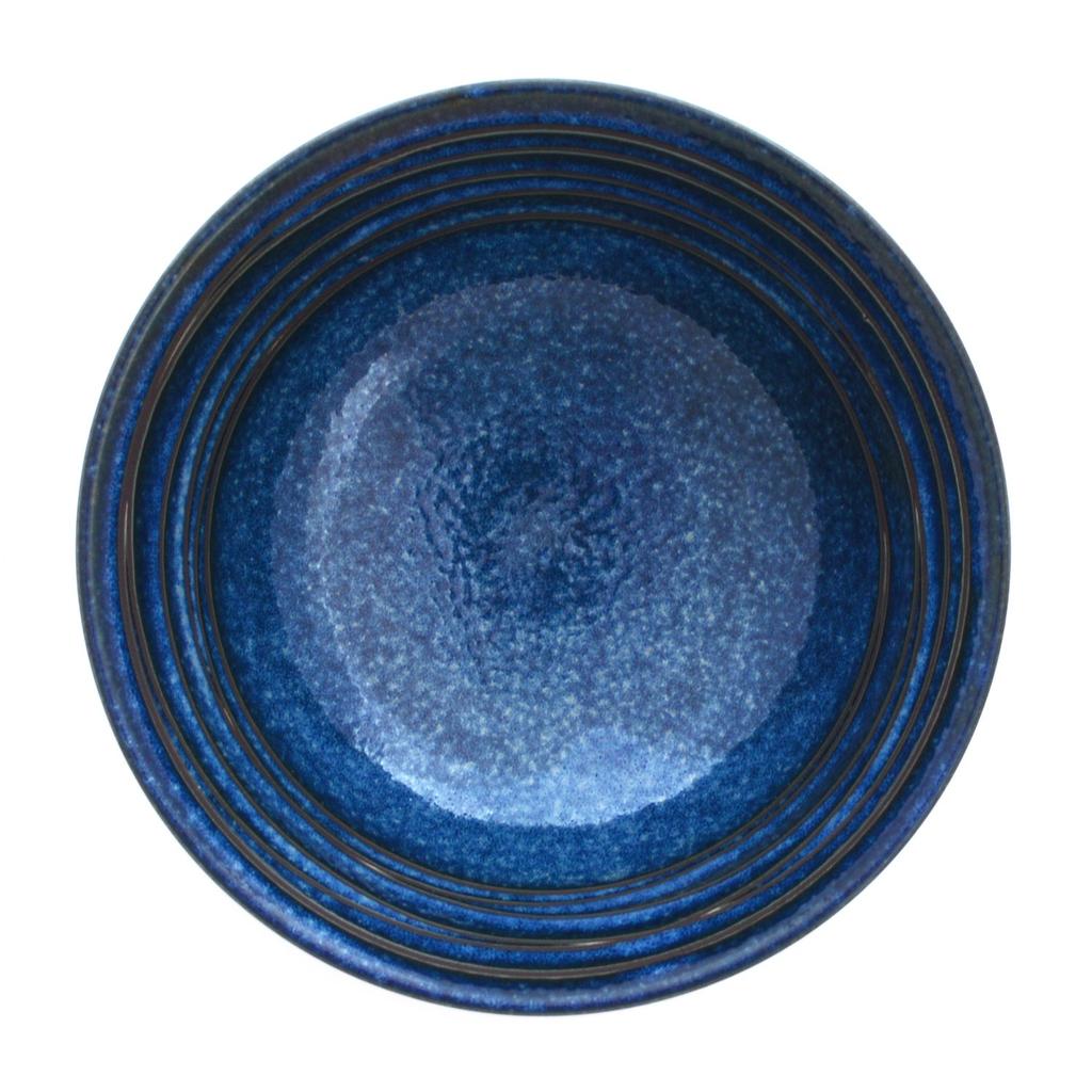 Mino Ware Unkai Ramen Schüssel, Reisschüssel, UdonSoba Nudelschüssel, ca.. 19cm Durchmesser x 7.7cm Höhe, Mikrowellen- und Spülmaschinenfest, Blau, Hergestellt in