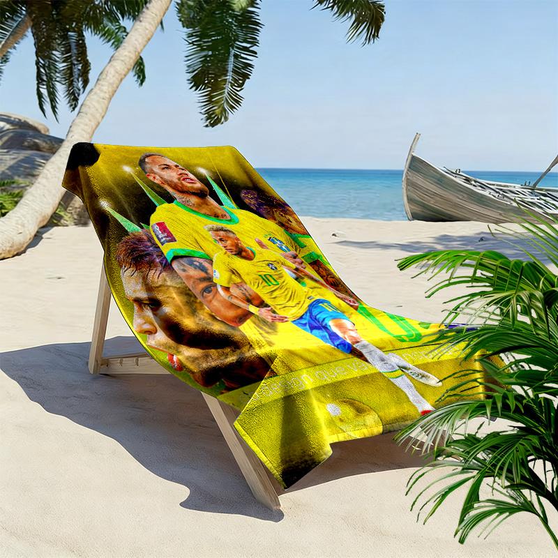 Asciugamano da Spiaggia con Stampa di Neymar, Asciugamano Grande Morbido ad Asciugatura Rapida per Spiaggia Campeggio Nuoto