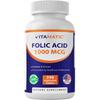 Vitamin Folic Acid 1000 Mcg 1 Mg - Vegetable Tablets 1667 DFE B9 (240 Tablet Pack) 1 Pcs