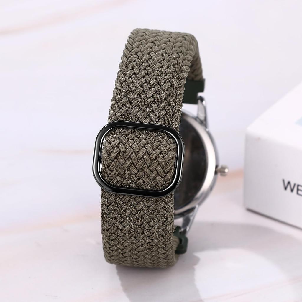 Armbanduhr mit geflochtenem Datum Wasserdicht Geflochten Bunt Quarz Einfach zu Verstellen Niedlich Tag Herrenarmband, Fenster, Kalenderarmband, Uhr, Ablesen, Zifferblatt,