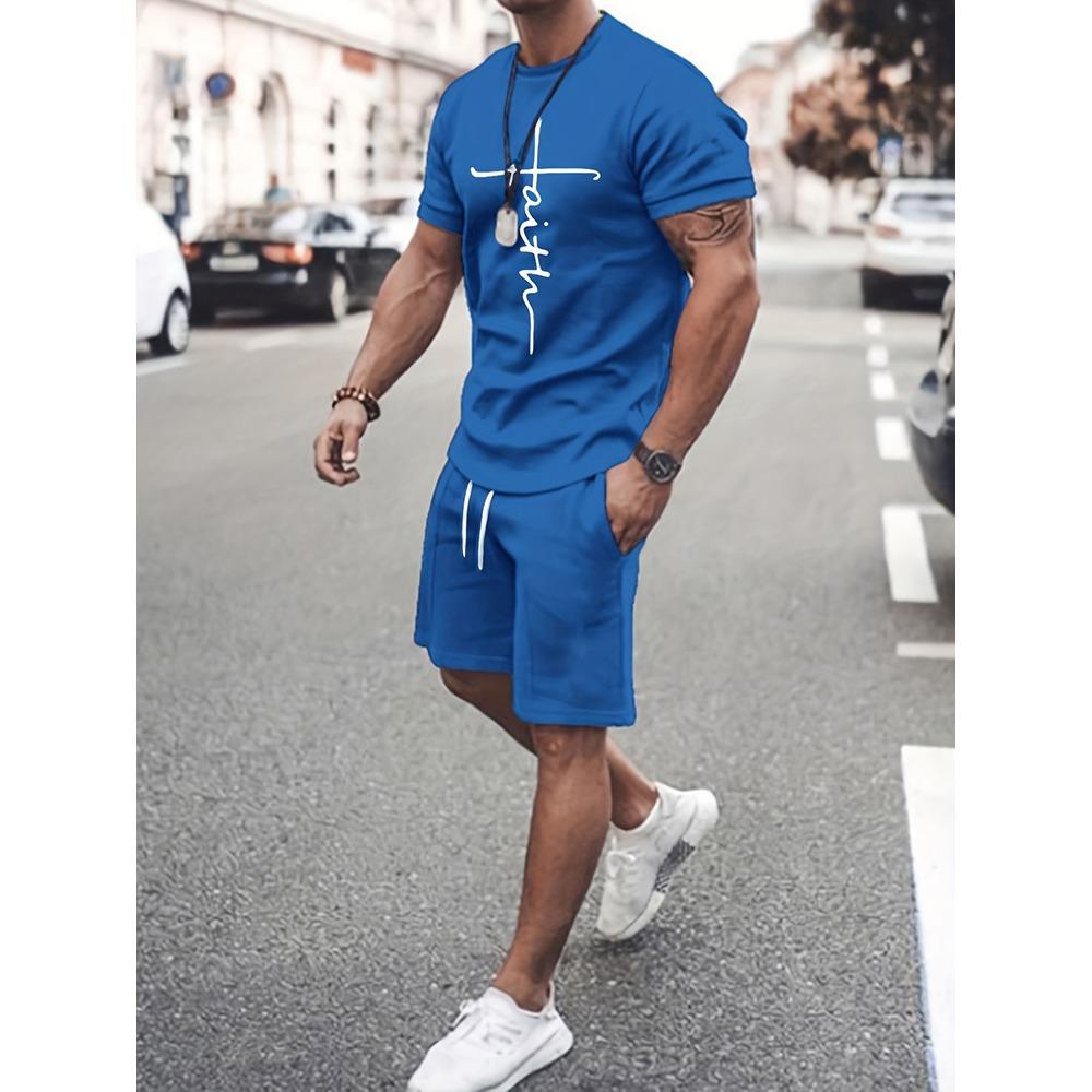 Summer Outdoor Street Fashion Men's T-shirts Everyday Casual Men's Athletic Shorts T-shirts And Shorts Men's Sets