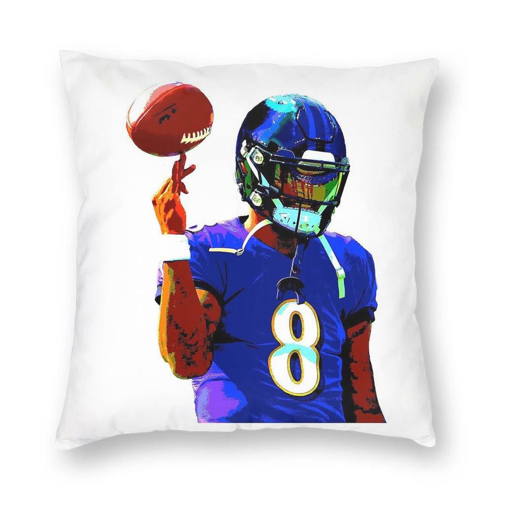 Lamar Jackson Rugby Square Pillowcase Polyester Linen Velvet Creative Zip Decor Room Cushion Cover