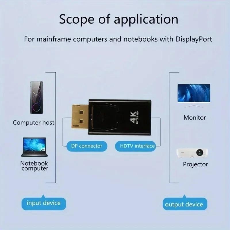 DP To HDMI Adapter DisplayPort To HDMI High-Definition Video Converter with 4K60Hz/4K30Hz/1080P Multi-Resolution forMost Devices
