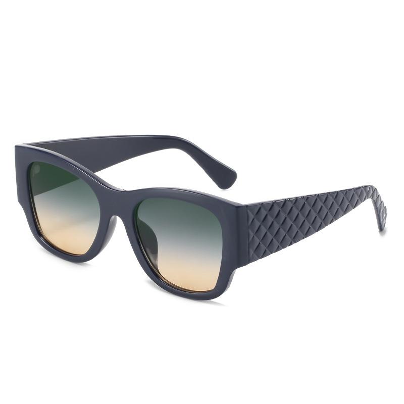 New Versatile Square Glasses European And American Personality Trend Cat Eye Sunglasses Fashion Plaid Wide Leg Sunglasses