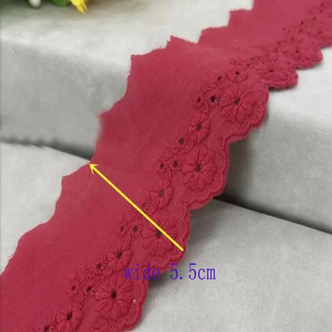 

4 метри/лот бавовняна мереживна тканина шириною 5,5 см із квітковою вишивкою, мереживна тканина з оздобленням, костюм дівчини, матеріал з бантом 4 Meters вина червоного кольору