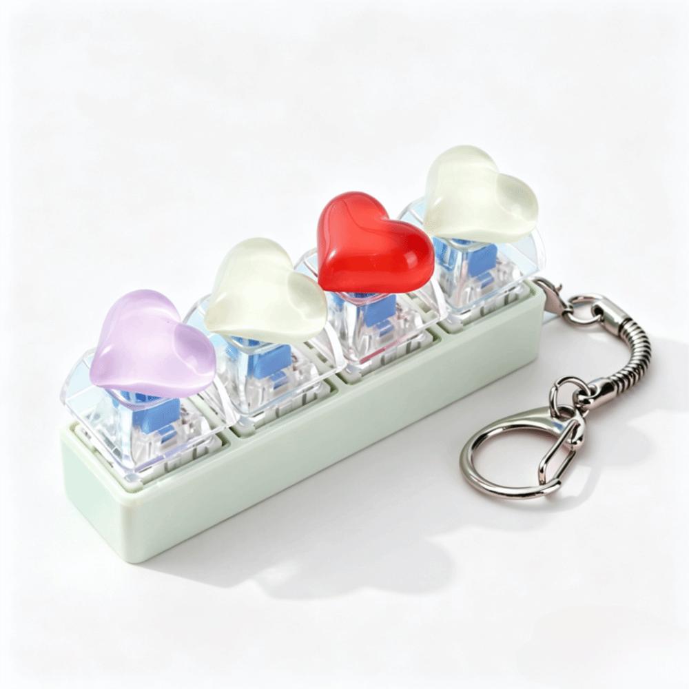 Heart Heart Keycap Fidget Keychain Crystal Clicker Button Keycap Keychain Adults