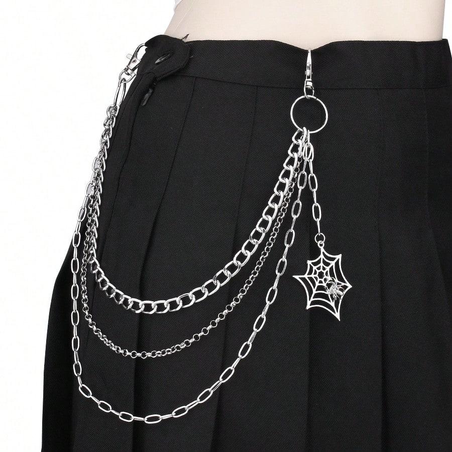European and American Jewelry Trend Punk Style Personality Three-layer Spider Web Jeans Chain Hundred Decoration