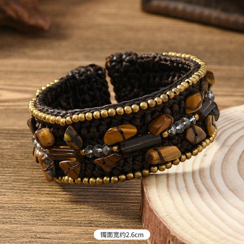Heavy industry woven natural stone bracelet Bohemian retro exotic female personality Tibetan bracelet accessories