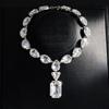 Diamond-encrusted Square Water Drop Fringed Necklace Light Luxury High-end Collarbone Chain