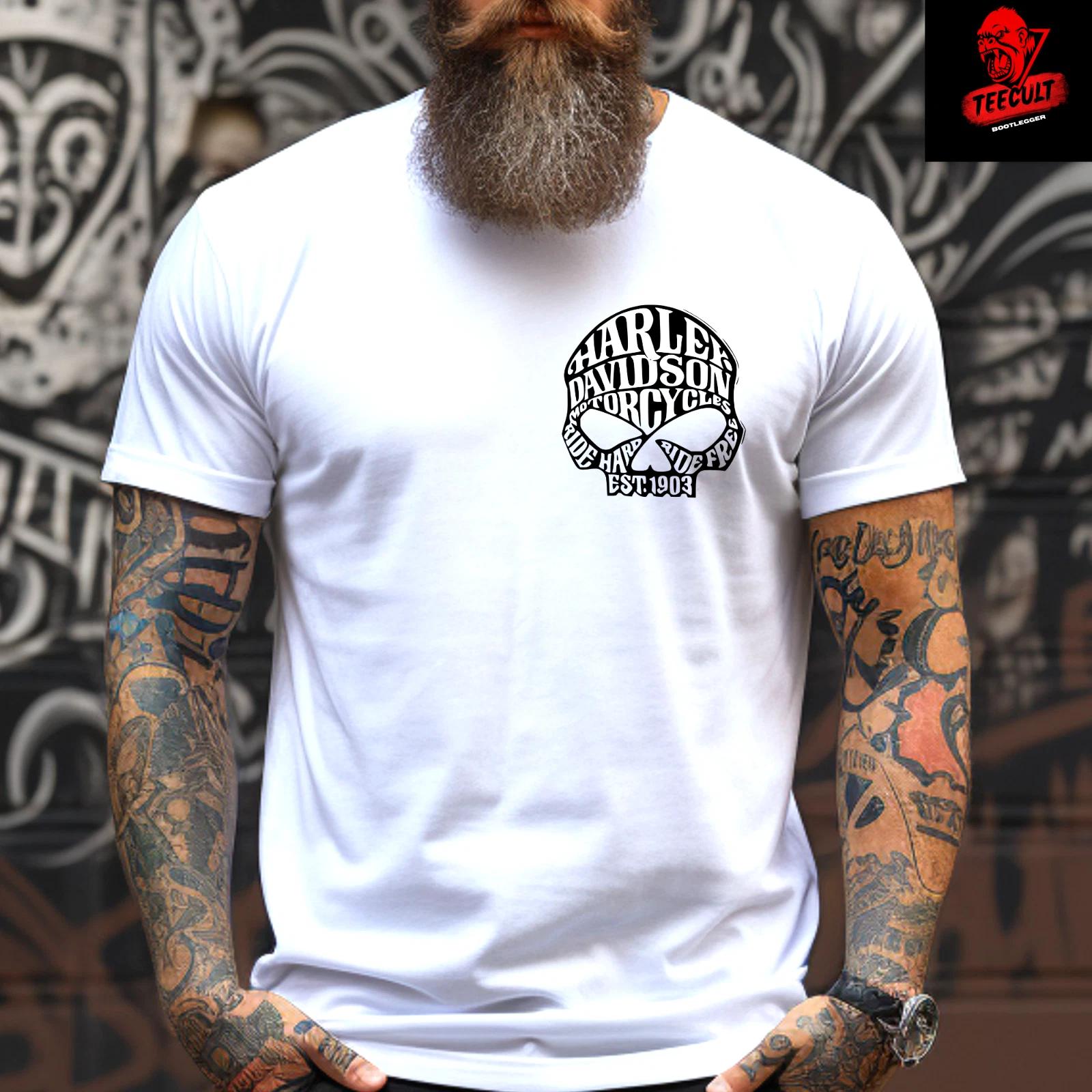 Herren- und Damen-T-Shirts Harley-Davidson Motorräder Premium Unisex Schwere Baumwolle Biker S gray