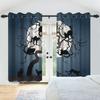 2pcs/set Horror Halloween Window Curtain Full Moon Night Tomb Iron Gate Back Room Home Bedroom Decor Blackout Polyester Curtains