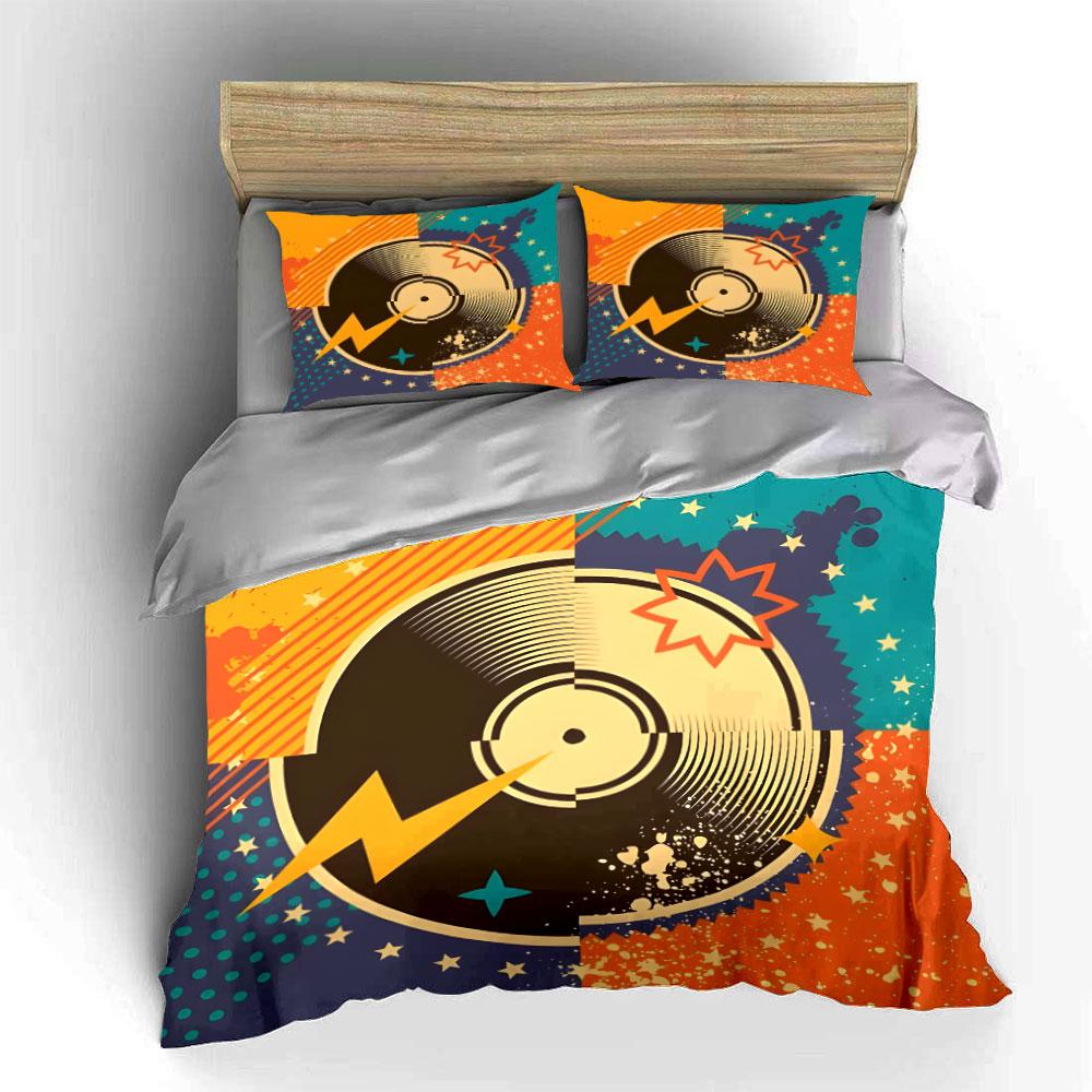 Retro Music Design Set Multiple Sizes Kid'S And Adults' Bedroom Exquisite 3Pc Bedding Set, Gift