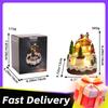 Christmas Music Box Snow House Ornaments with LED Light Resin Rotating Music Figurines Home Christmas Decorations Holiday Gift