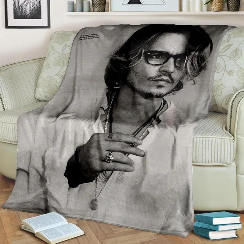 Deka série 3D tisku Johnny Depp, Měkká přehozová deka pro domácnost Ložnici Postel Pohovku Piknik Cestování Kancelář Krycí deka na odpočinek Děti