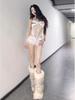 Spicy V-neck Lace Patchwork Slimming Bodysuit with Chest Pads