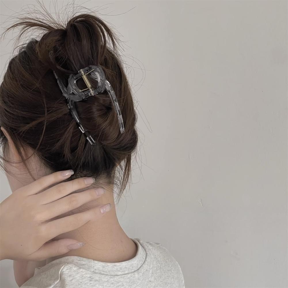 Gray clear hairpin light luxury simple back head shark clip design sense grab clip hair accessories ins tide