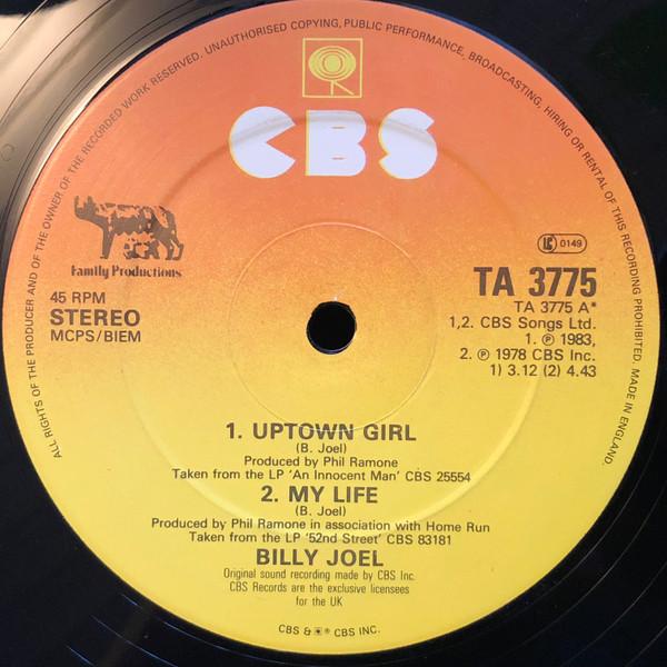 

7inch Record BILLY JOEL - Uptown Girl TA3775 CBS 1983 UK Rock Used