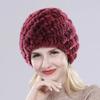 Russian Lady 100% Natural Real Rex Rabbit Fur Hats Women Kintted Outdoor Rex Rabbit Fur Hat New Warm Real Fur Caps