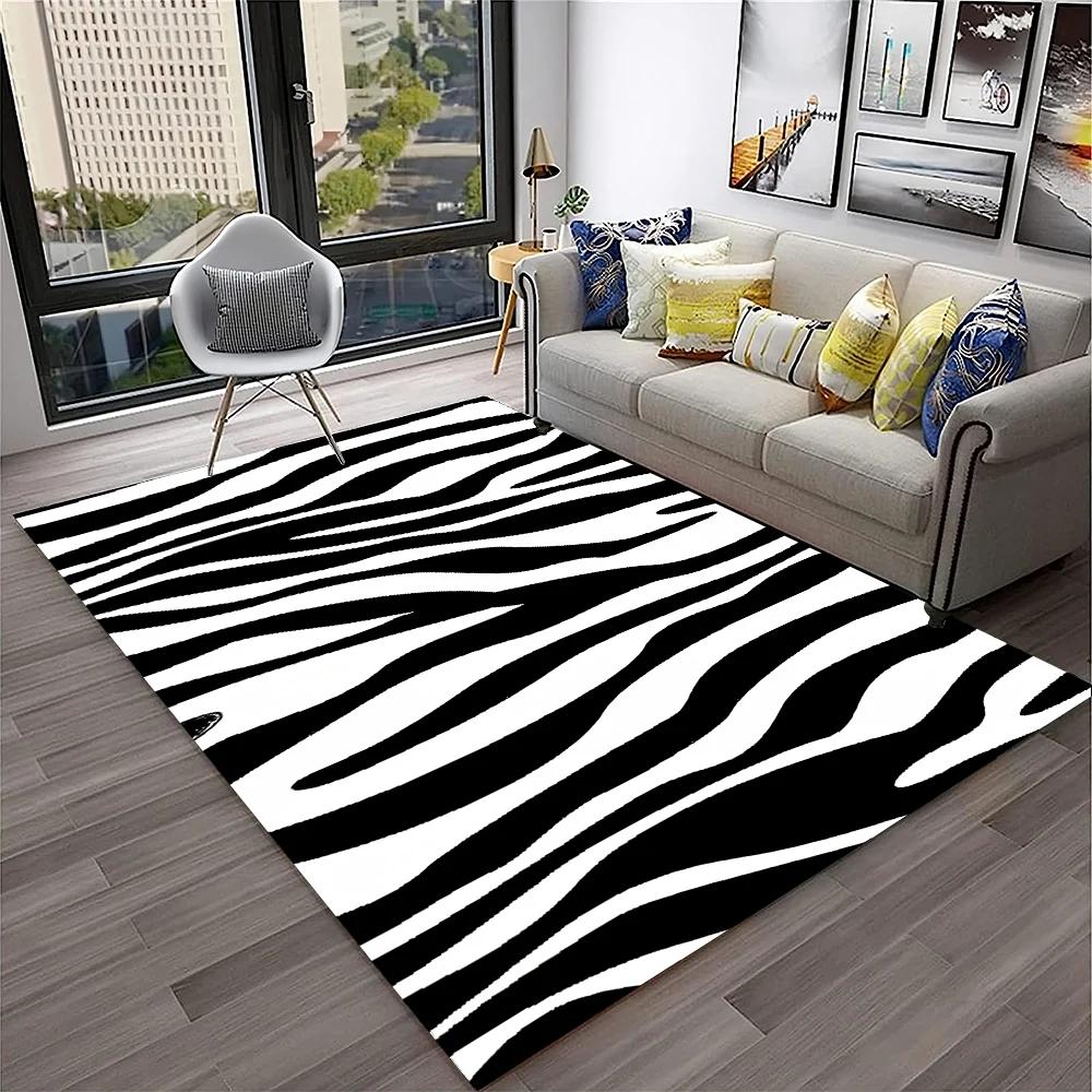 

VIKAMA Facecloth Carpet Zebra Striped Carpet Soft And Cozy Mute Bedroom Living Room Checkroom Sofa Bedside Decor Home Decoration 100X150CM(3.3X4.9F