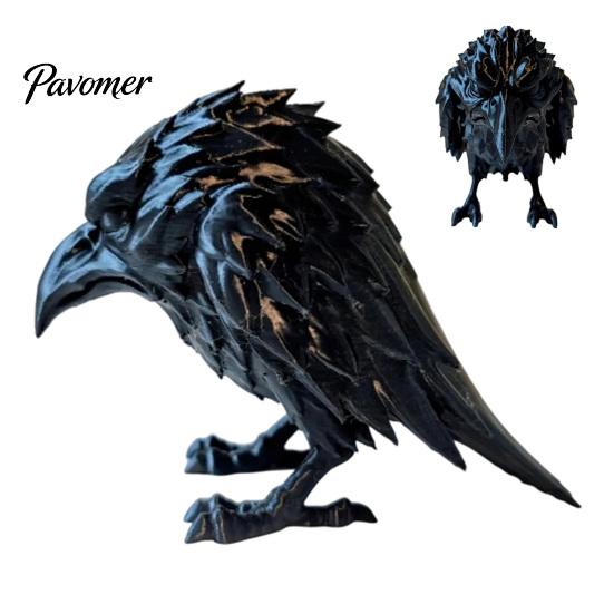 Small Bird Statues for Shelf 3D Printed Crow Ornament, Realistic Gothic Black Raven Unique Holiday Gifts Friends Figurine, Halloween Theme Bookshelf