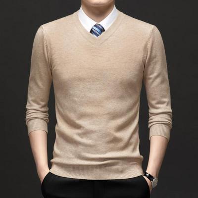 Men Autumn Winter New Style Sweater Middle Aged Thickened V Neck Long Sleeve Anti Pilling Knitted Shirt Dad Wear Undershirt