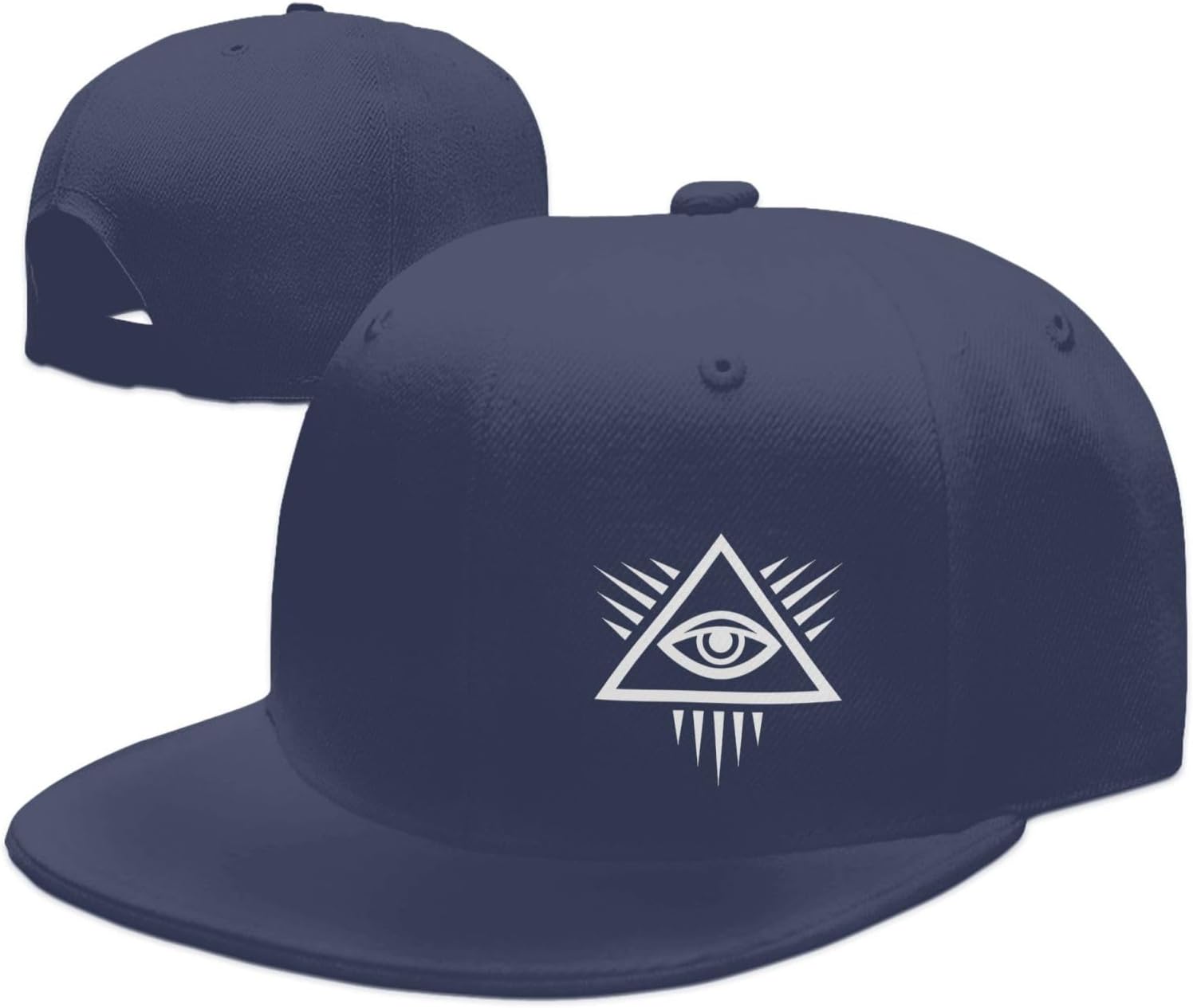 

All Seeing Eye Pyramid Snapback Cap Navy Blue Polyester Flat Bill Baseball Hat Casual Adjustable For Men Women One Size
