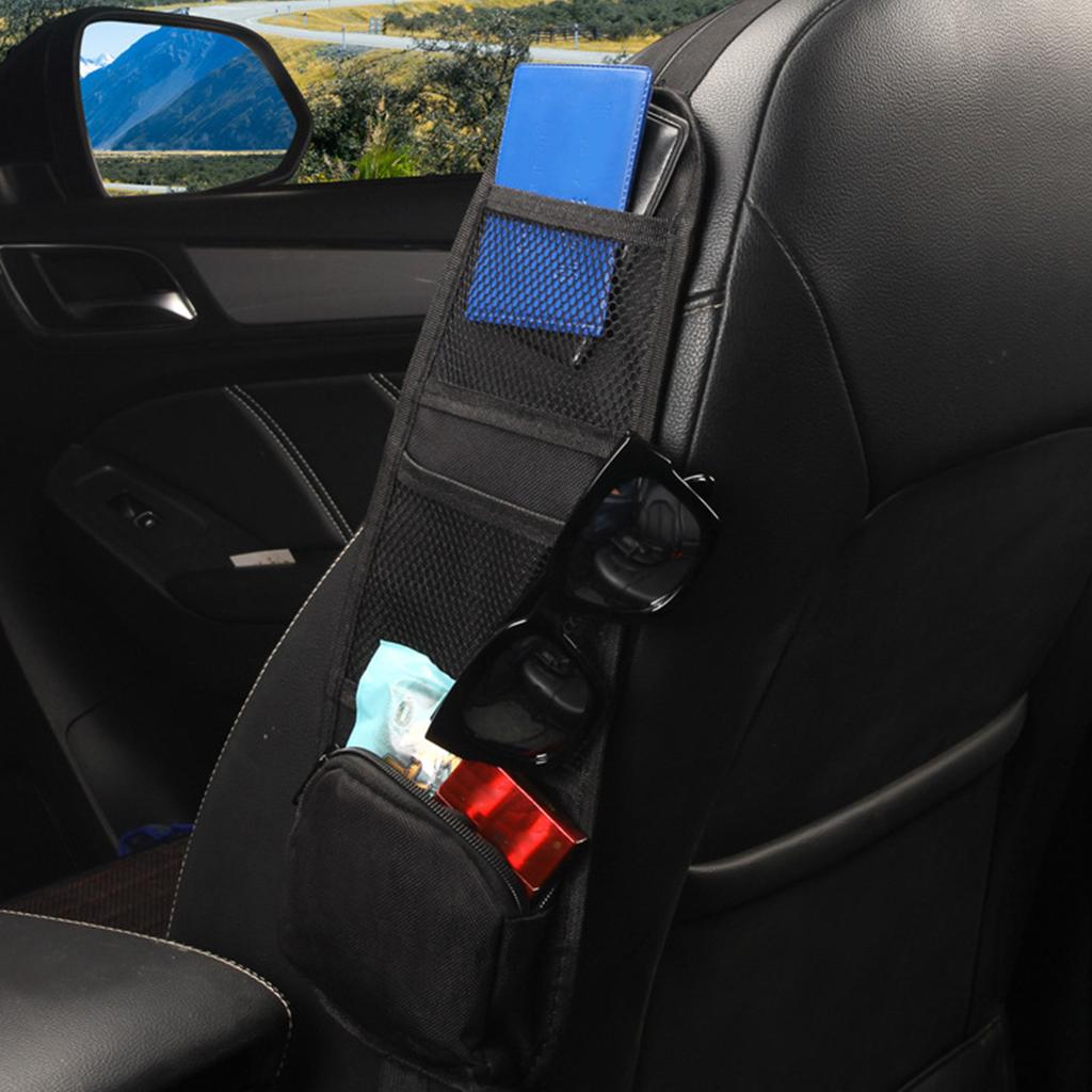 2 Stück Autositz Seiten-Organizer Oxford-Gewebe 3 Taschen Netzdesign Sitz Hängebeutel für Autos LKWs
