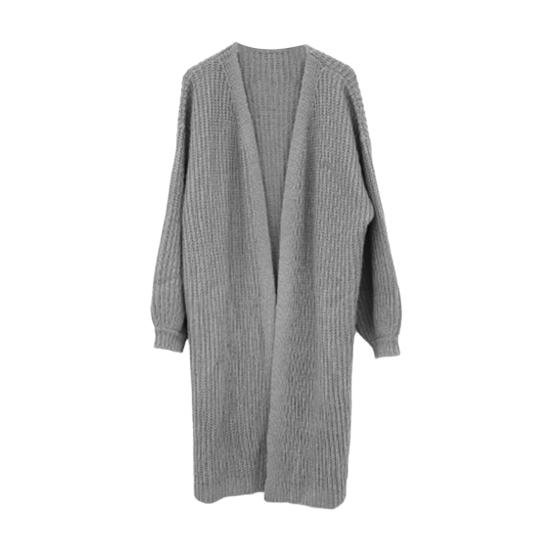 

Женский вязаный свитер-пальто с V-образным вырезом, длинными рукавами и открытой передней частью, однотонный вязаный кардиган, куртка для повседневной носки серый