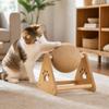Cat Scratching Ball Rotating Toy with Wooden Frame ClawFriendly Sisal Rope for