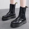 Thick-soled High-top Zipper Hole Martin Boots Women's Muffin Heightening Shoes Locomotive Boots
