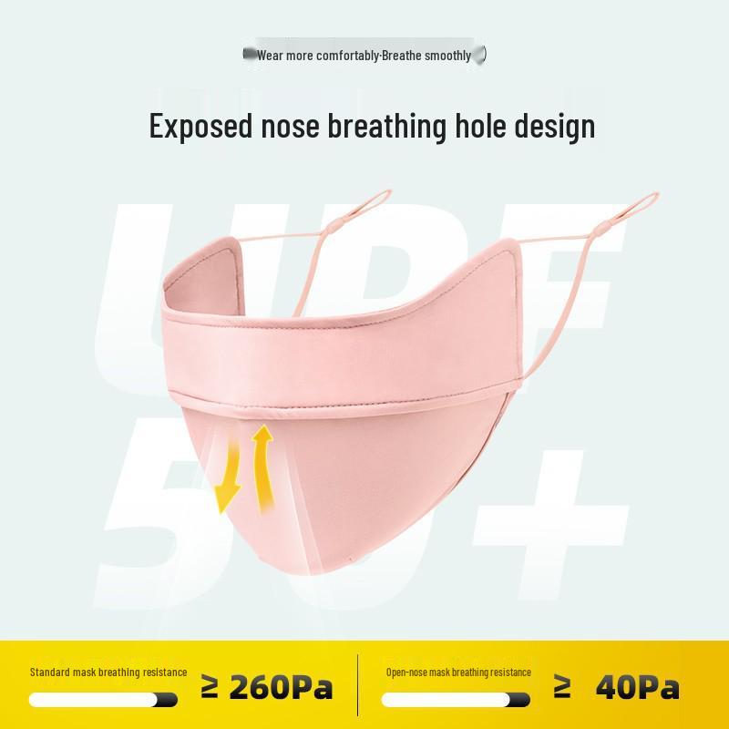 Women's Ice Silk UV Protection Face Mask - Breathable Nylon with Blush Gradient