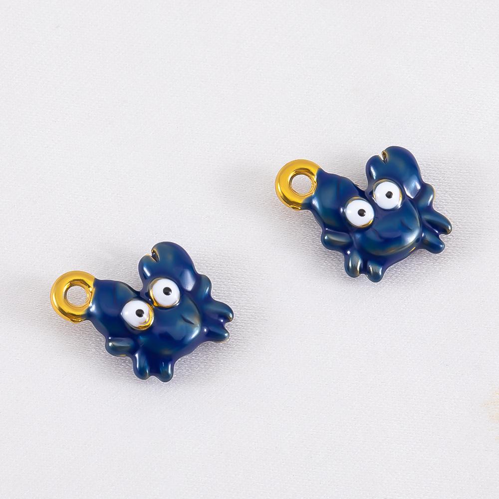 2pcs Cute Dripping Oil Crab Pendant Stainless Steel DIY Keychain Necklace Bracelet Accessories Trend Jewelry Making Accessories