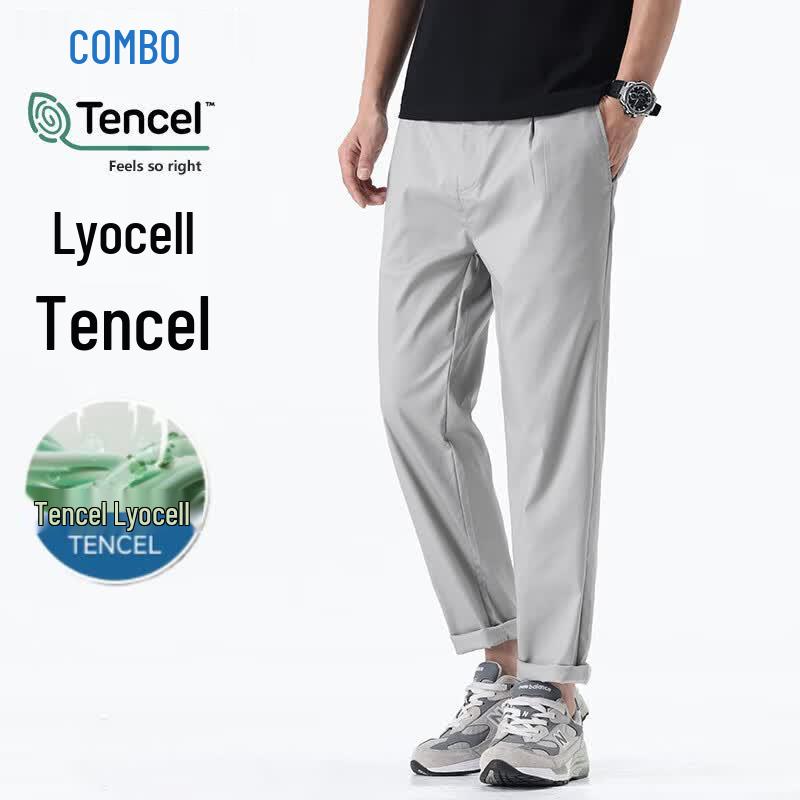 Kangbo Men s Lyocell Tencel Blend Business Casual Straight-Leg Pants M