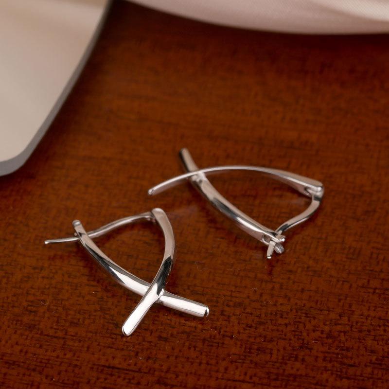 Geometric Cross-line Ear Buckle Temperament Cool Style Exaggerated Earrings New Year's Earrings