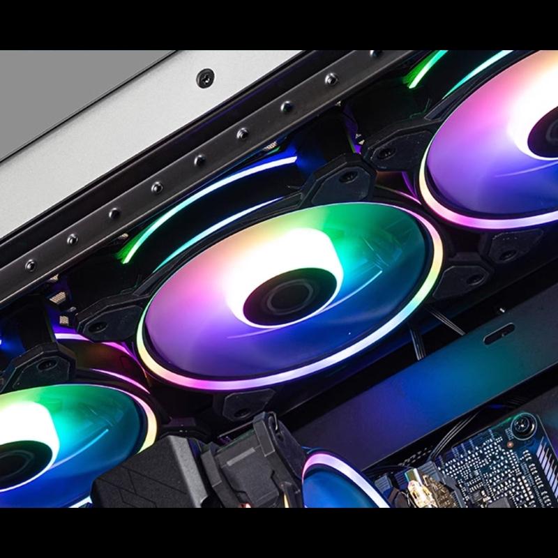 Quiet 120mm Infinitys Mirror LED PC Case Fan With AntiVibration Pad 4PIN PWM 800-1800RPM Coolers for Enhanceds Cooling