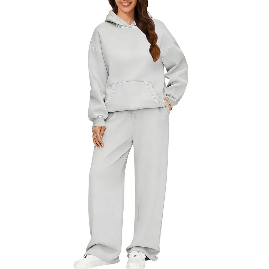 Womens 2 Piece Outfits Hoodie Sweatsuit Sets Oversized Sweatshirt Baggy Fall Fashion Sweatpants With Pockets