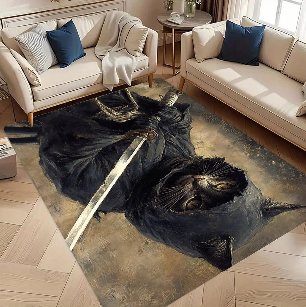 

Warrior Cat Printed Carpet Mat Dark Personality Living Room Kitchen Decoration Floor Mat Artistic Bedroom Decoration Carpet 40x60cm