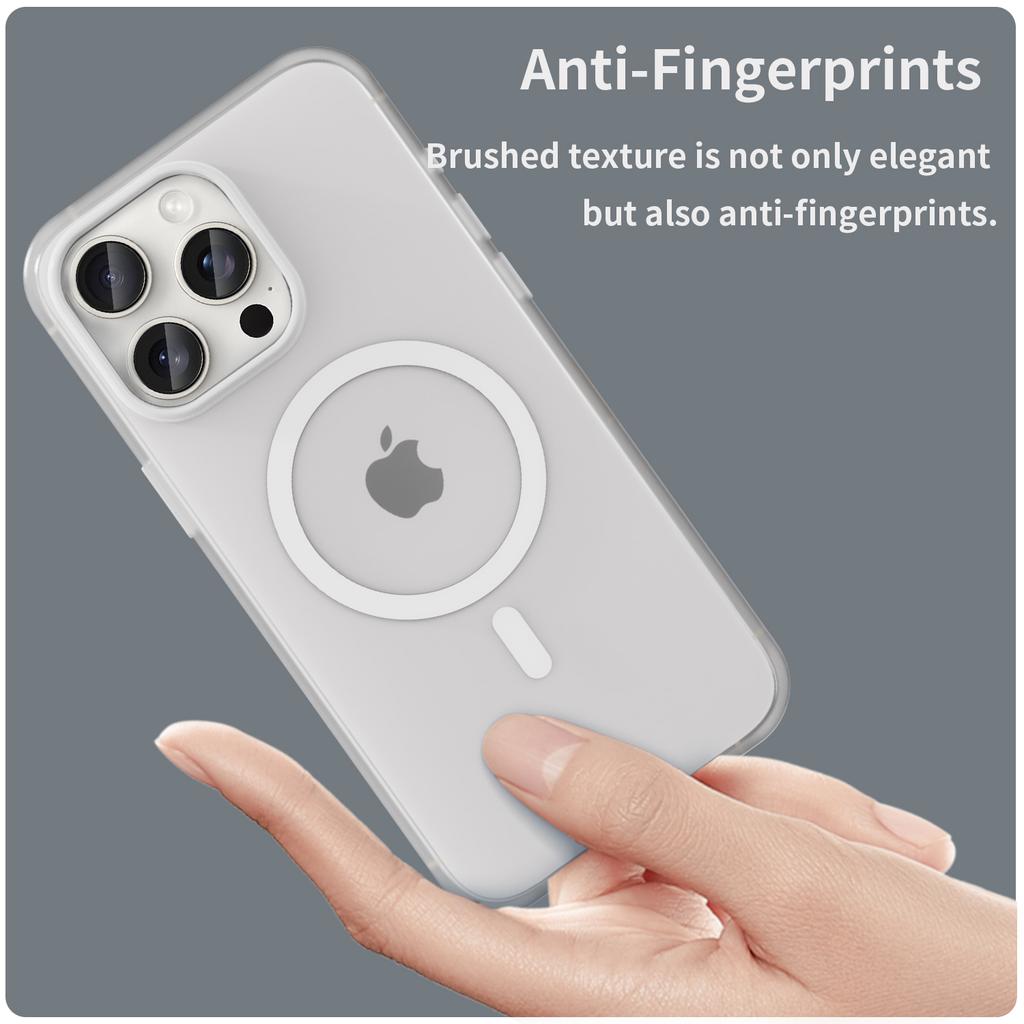 For iPhone 15 Pro Max Translucent Case Magnetic Phone Cover Compatible with MagSafe