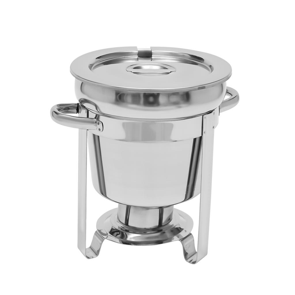 7L Single-barrel Stainless Steel Soup Warmer Pot Food Pan W/ Lid Insulated Soup Pot for Self- Environments & Daily Life